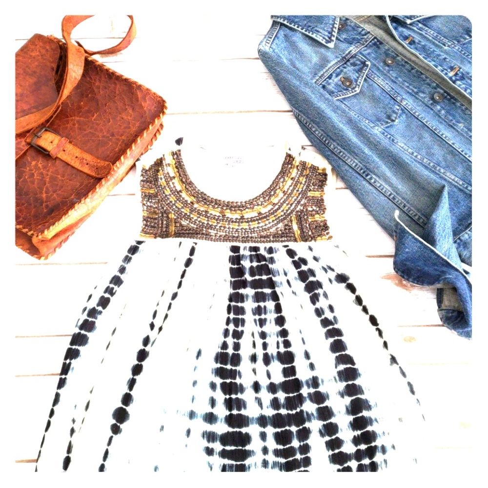 Boho Beaded Tie dye Tunic Dress